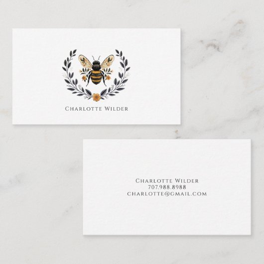 Carte D'appel Script Signature Personalized Bee Floral (Devant / Derrière)