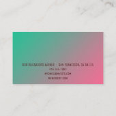 Carte D'appel Sea Green Pink Abstrait Ajouter Nom et profession, (Dos)