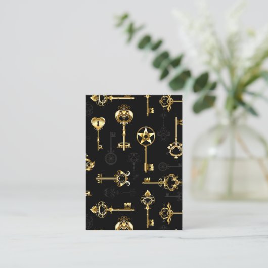 Carte D'appel Seamless Pattern with Golden Keys (Debout devant)