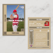Carte D'appel Sepia Baseball Trading Card - Statistiques Personn (Devant / Derrière)