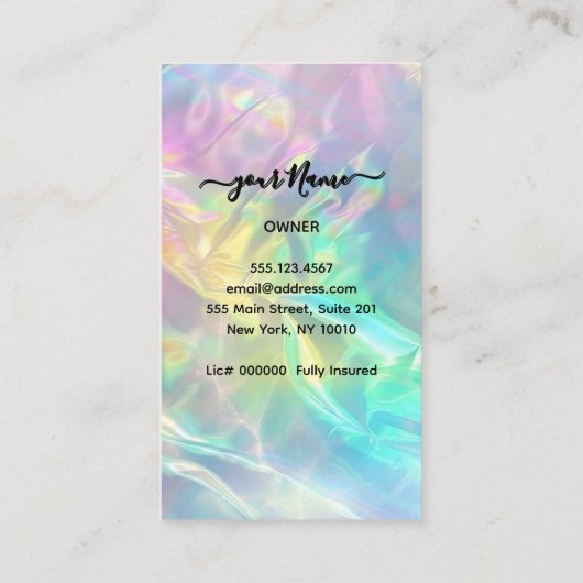 Carte D'appel Service de nettoyage Holographique OFFICE (Dos)