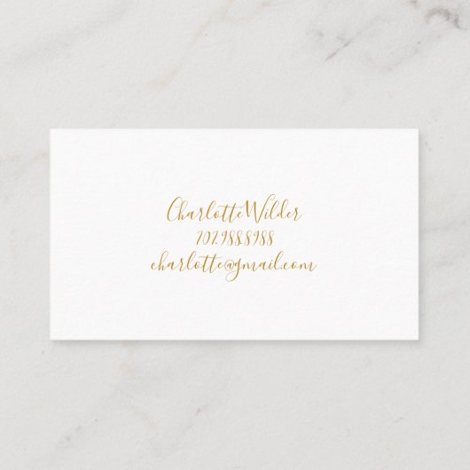 Carte D'appel Signature de script Liage d'or personnalisé (Dos)
