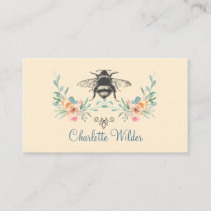 Carte D'appel Signature de script Personnalisé Bee Floral
