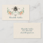 Carte D'appel Signature de script Personnalisé Bee Floral (Devant / Derrière)