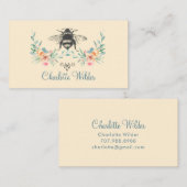Carte D'appel Signature de script Personnalisé Bee Floral (Devant / Derrière)