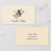 Carte D'appel Signature de script Personnalisé Bee Floral (Devant / Derrière)