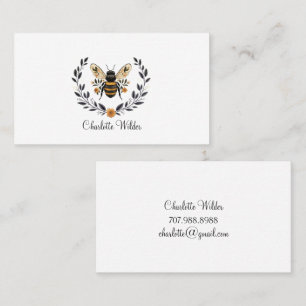 Carte D'appel Signature de script personnalisée abeille florale