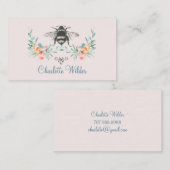 Carte D'appel Signature Script Custom Bee Floral Dusty Rose (Devant / Derrière)