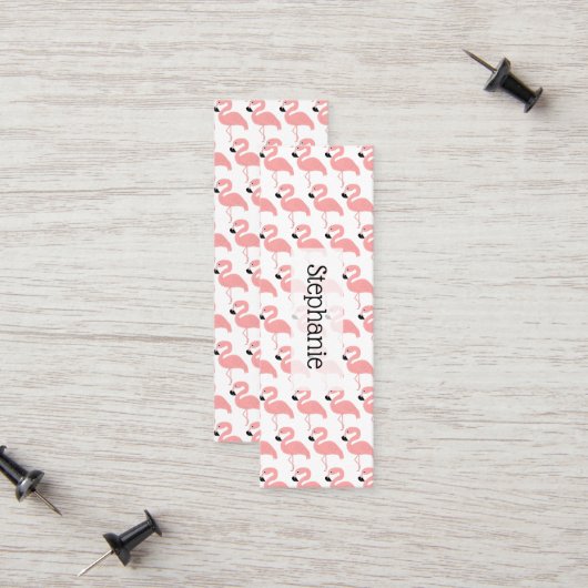 Carte D'appel Signet de conception Flamant rose (Devant/Arrière en situation)