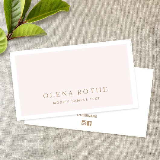 Carte D'appel Simple Blush Pink White Bordure Beauté Professionn