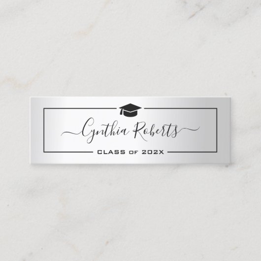 Carte D'appel Simple Graduation de script Silver Metallic Look (Devant)