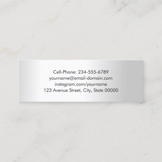 Carte D'appel Simple Graduation de script Silver Metallic Look (Dos)
