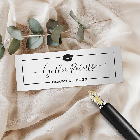 Carte D'appel Simple Graduation de script Silver Metallic Look