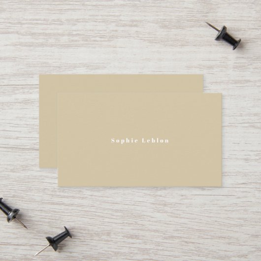 Carte D'appel Simple Minimaliste Beige  (Devant/Arrière en situation)