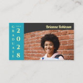 Carte D'appel Soft Yellow Photo Modern Graduation Name Card (Dos)