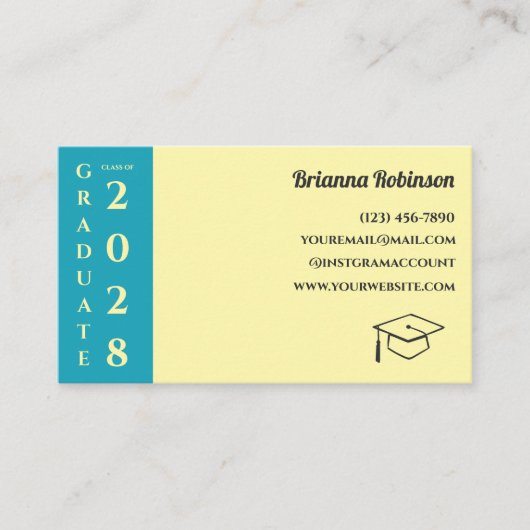 Carte D'appel Soft Yellow Photo Modern Graduation Name Card (Devant)