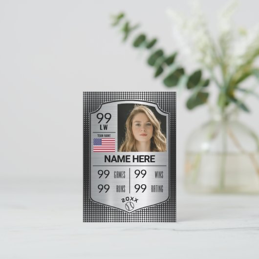 Carte D'appel Softball Stats Shield Card Softball Trading Card (Debout devant)