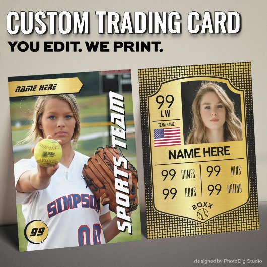 Carte D'appel Softball Stats Shield Card Softball Trading Card