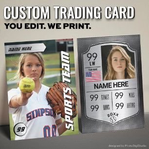 Carte D'appel Softball Stats Shield Card Softball Trading Card