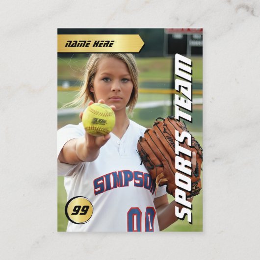 Carte D'appel Softball Stats Shield Card Softball Trading Card (Dos)