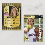 Carte D'appel Softball Stats Shield Card Softball Trading Card (Devant / Derrière)