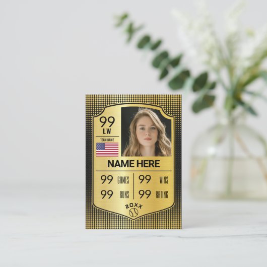 Carte D'appel Softball Stats Shield Card Softball Trading Card (Debout devant)