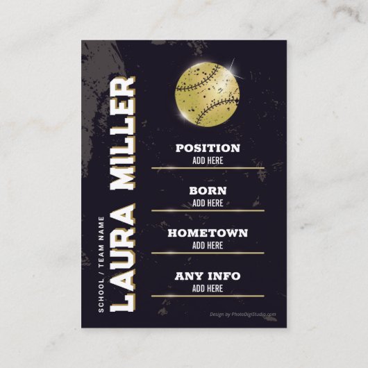 Carte D'appel Softball Trading Card Gold Baseball Player Card (Dos)