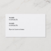 Carte D'appel Soin pour mes informations en cas d'urgence de (Dos)