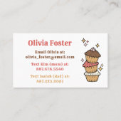 Carte D'appel Soins sucrés Cupcakes Enfants Contact Playdate (Dos)