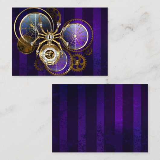 Carte D'appel Spider Steampunk sur Arrière - plan pourpre (Devant / Derrière)