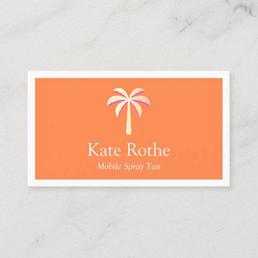Carte D'appel Spray Tan Tropical Gold Palm Tree Orange (Devant)