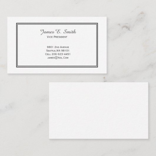 Carte d'appel standard (Devant / Derrière)