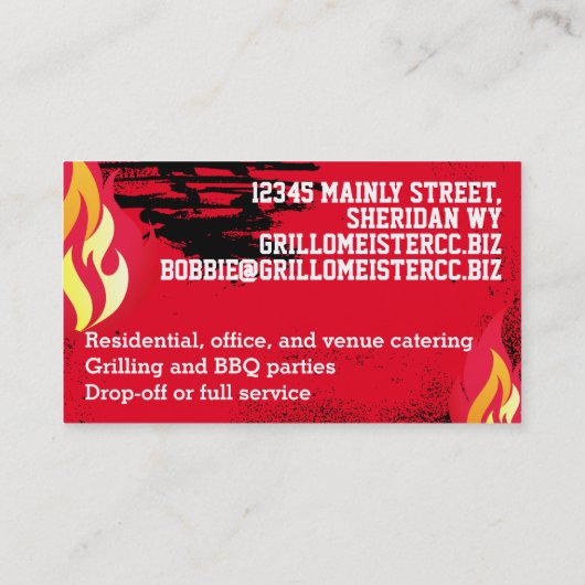 Carte D'appel steak kebab flammes grillades chef barbecue traite (Dos)