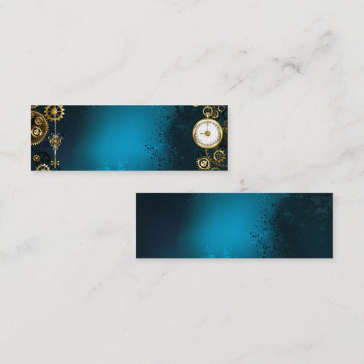 Carte D'appel Steampunk Arrière - plan turquoise avec Gears (Devant / Derrière)