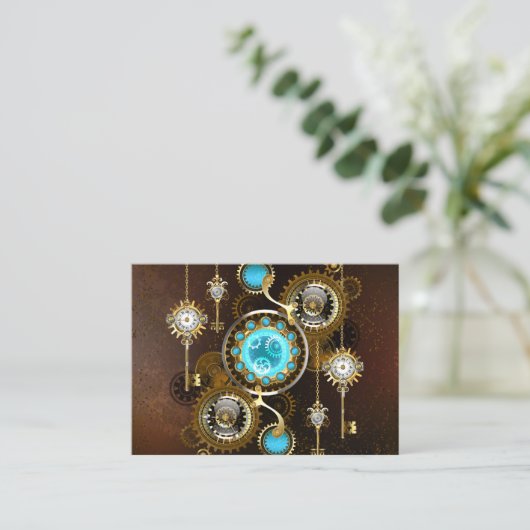 Carte D'appel Steampunk Rusty Background (Debout devant)