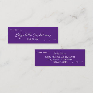 Carte D'appel Styliste des cheveux Purple White Coeur manuscrit
