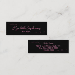 Carte D'appel Stylo cheveux noir et rose manuscrit