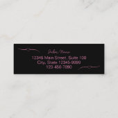 Carte D'appel Stylo cheveux noir et rose manuscrit (Dos)