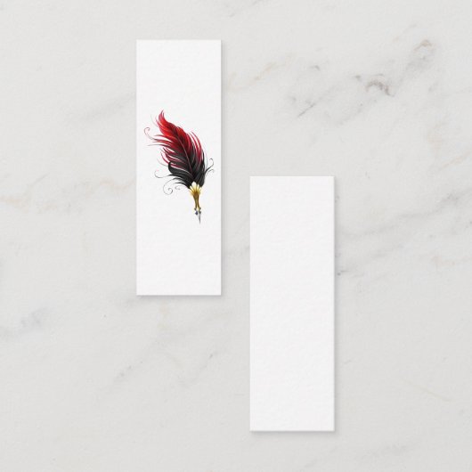 Carte D'appel Stylo rouge en plumes avec nib or (Devant / Derrière)