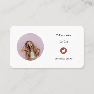 Carte D'appel Suivez-moi Twitter photo minimaliste influenceur