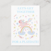 Carte d'appel Sweet Rose Unicorn Playdate maman (Devant)