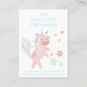 Carte d'appel Sweet Rose Unicorn Playdate maman (Dos)