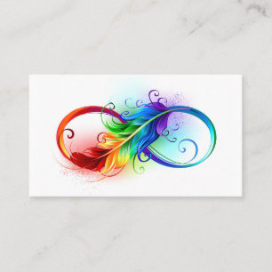 Carte D'appel Symbole d'infini avec plume arc-en-ciel
