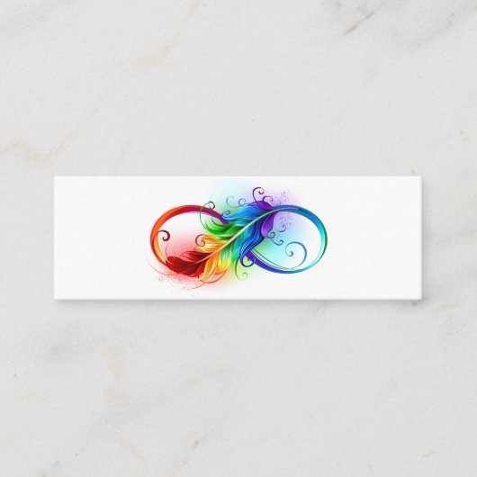 Carte D'appel Symbole d'infini avec plume arc-en-ciel (Devant)