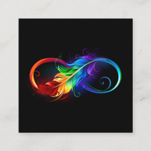 Carte D'appel Symbole d'infini avec plume arc-en-ciel