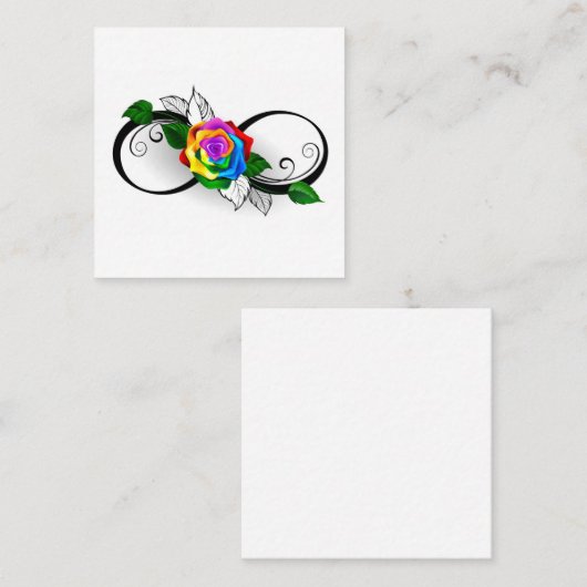 Carte D'appel Symbole d'infini avec Rose arc-en-ciel (Devant / Derrière)