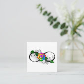 Carte D'appel Symbole d'infini avec Rose arc-en-ciel (Debout devant)