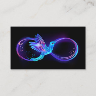 Carte D'appel Symbole d'infini néon avec colibri brillant