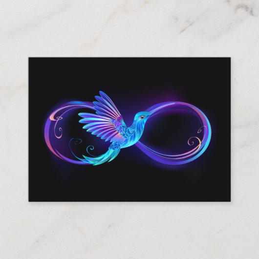 Carte D'appel Symbole d'infini néon avec colibri brillant (Devant)