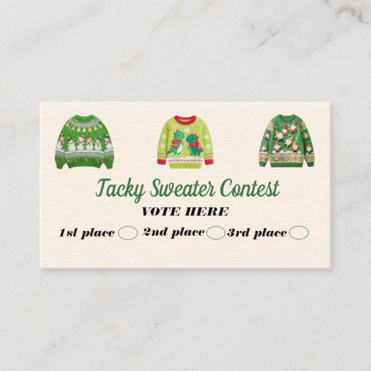 Carte D'appel Tacky Sweater Contest Voting Cards (Devant)